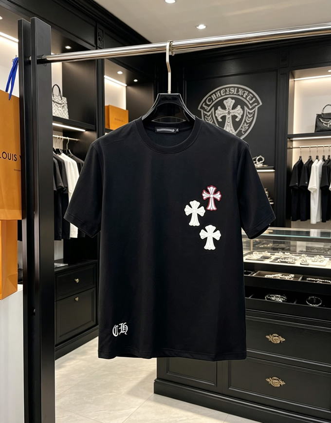 クロムハーツ セメタリークロスパッチ コットン Tシャツ ブラック FS236