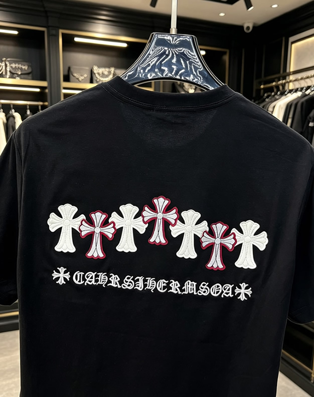 クロムハーツ セメタリークロスパッチ コットン Tシャツ ブラック FS236 - 画像 (4)