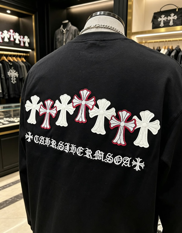 クロムハーツ セメタリークロスパッチ コットン Tシャツ ブラック FS236 - 画像 (10)