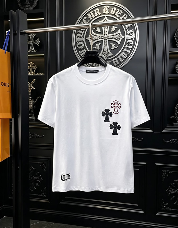 クロムハーツ トリプルクロスパッチ コットン Tシャツ ブラック FS238