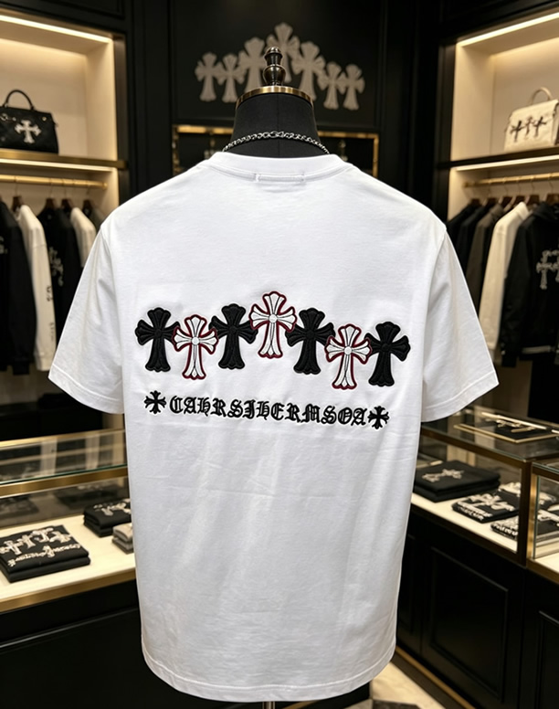 クロムハーツ トリプルクロスパッチ コットン Tシャツ ブラック FS238 - 画像 (3)