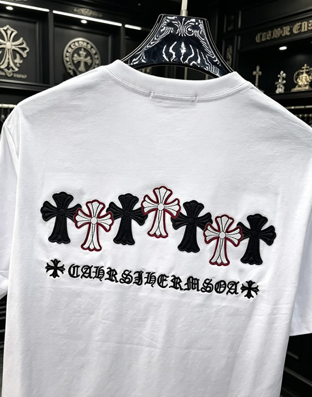 クロムハーツ トリプルクロスパッチ コットン Tシャツ ブラック FS238 - 画像 (4)