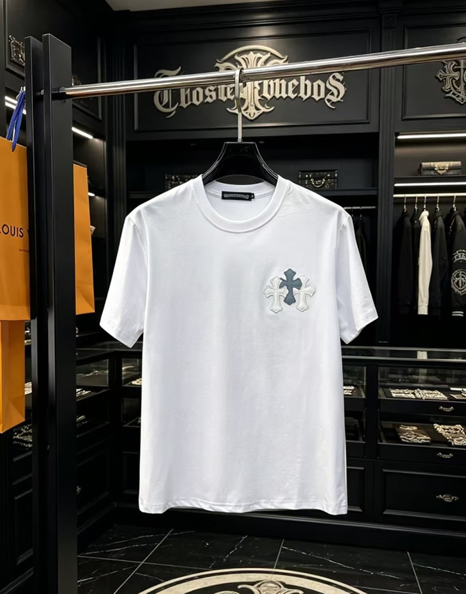 クロムハーツ トリプルクロスパッチ コットン Tシャツ ホワイト FS239