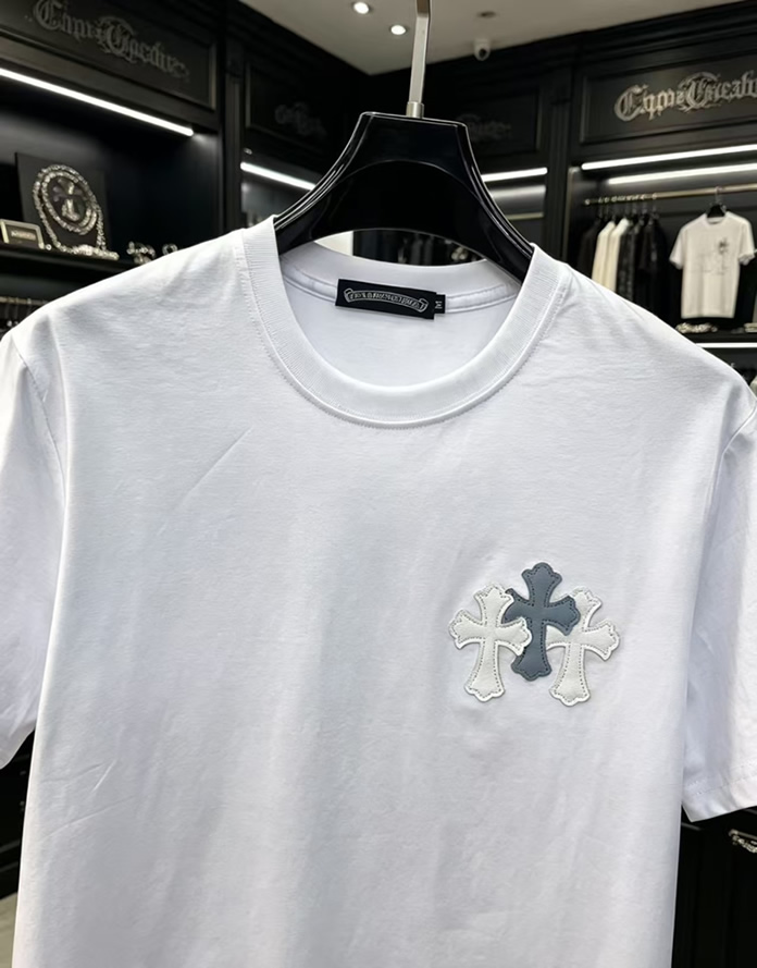 クロムハーツ トリプルクロスパッチ コットン Tシャツ ホワイト FS239 - 画像 (2)