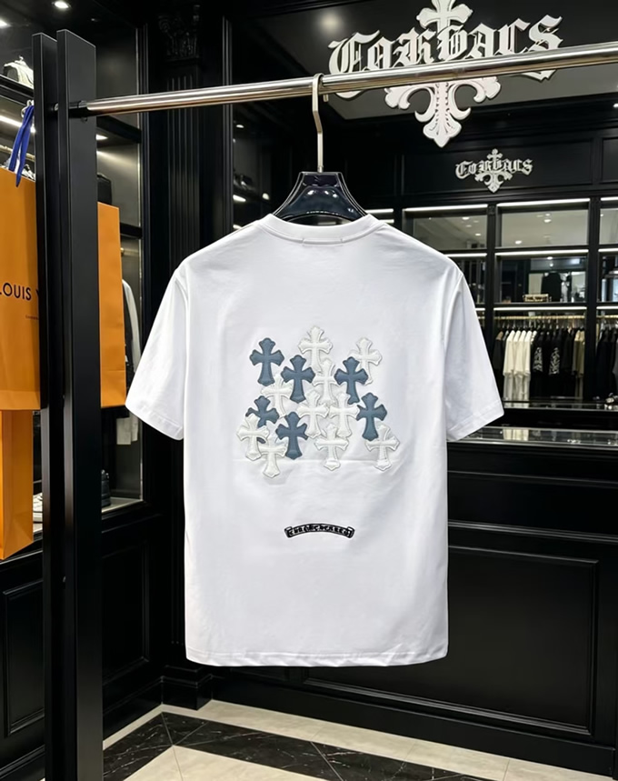 クロムハーツ トリプルクロスパッチ コットン Tシャツ ホワイト FS239 - 画像 (3)