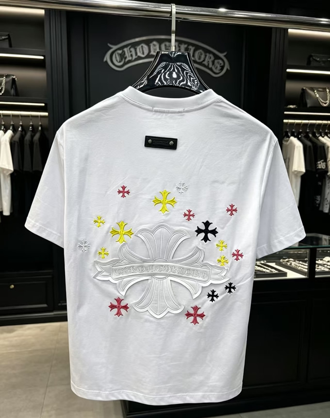 クロムハーツ マルチミニクロスパッチ コットン Tシャツ ホワイト FS241 - 画像 (4)