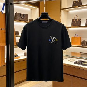 ルイ・ヴィトン LVイニシャル クリスタル コットン Tシャツ ブラック FS242