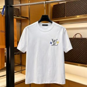 ルイ・ヴィトン LVイニシャル クリスタル コットン Tシャツ ホワイト FS243