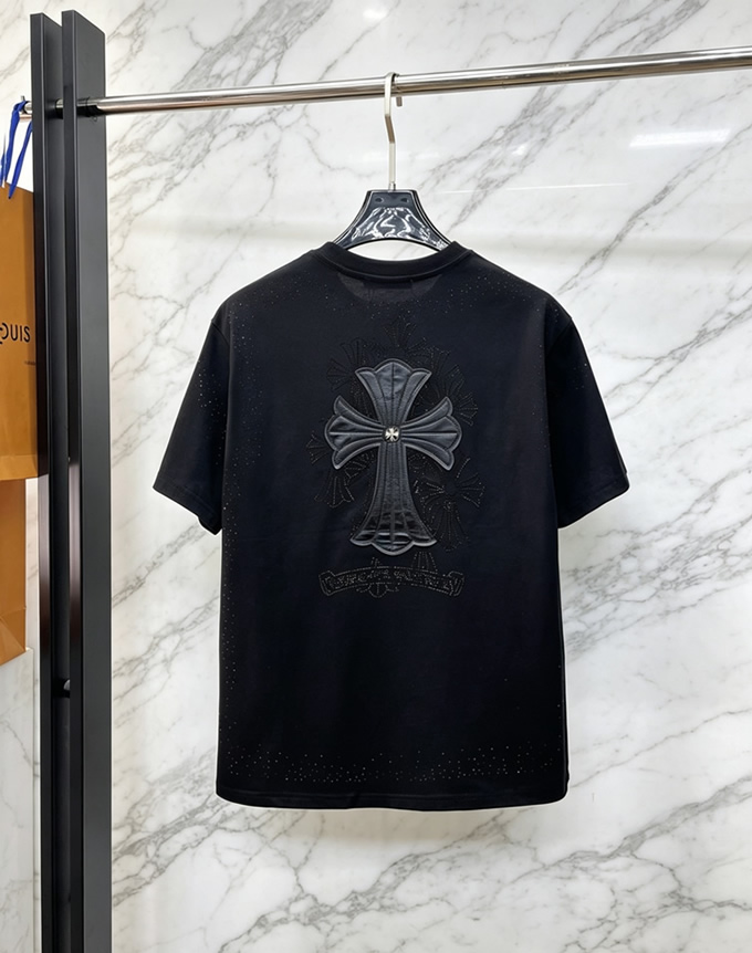 クロムハーツ ラインストーングラデーション コットン Tシャツ ブラック FS253 - 画像 (2)
