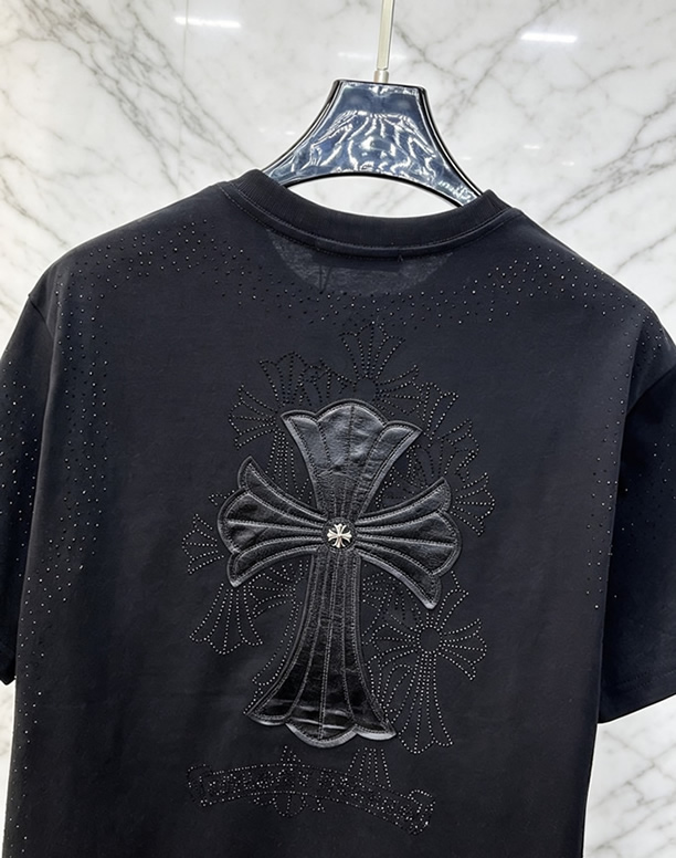 クロムハーツ ラインストーングラデーション コットン Tシャツ ブラック FS253 - 画像 (3)