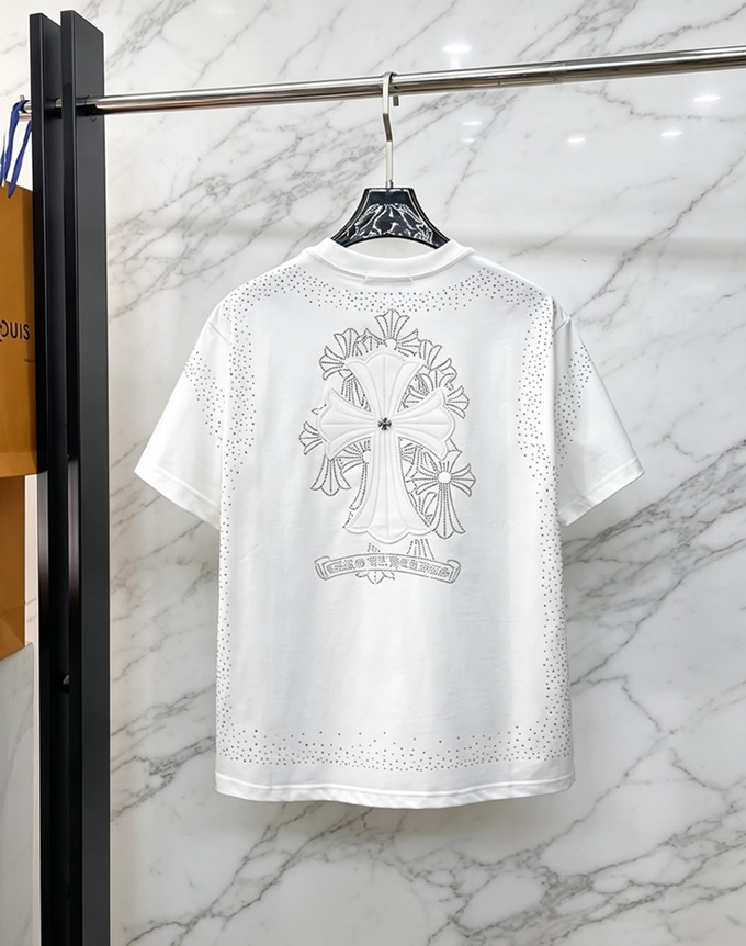 クロムハーツ ラインストーングラデーション コットン Tシャツ ホワイト FS254 - 画像 (2)