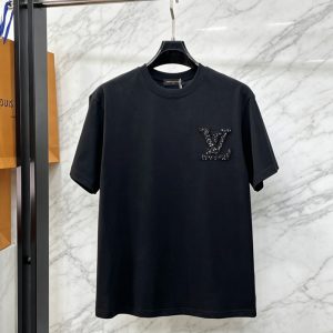 ルイ・ヴィトン 立体LVスタッズジャガード コットン Tシャツ ブラック FS255