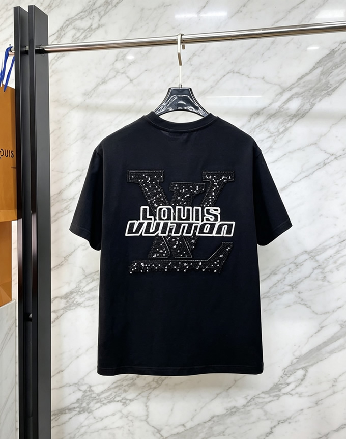 ルイ・ヴィトン 立体LVスタッズジャガード コットン Tシャツ ブラック FS255 - 画像 (3)
