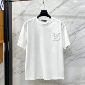 ルイ・ヴィトン 立体LVスタッズジャガード コットン Tシャツ ホワイト FS256