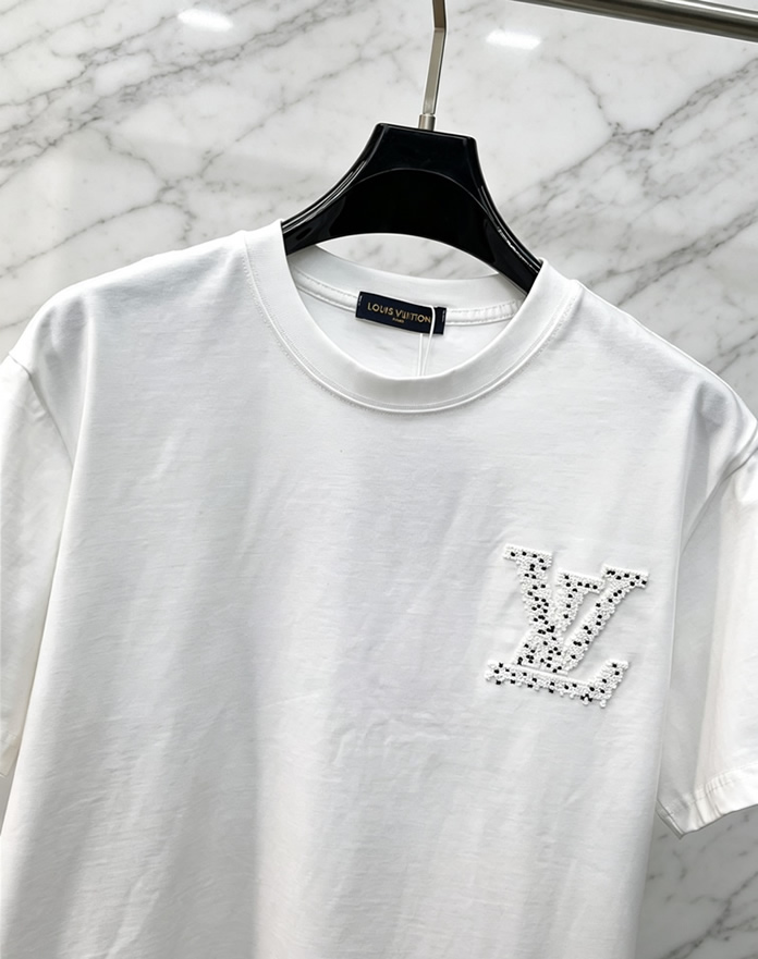 ルイ・ヴィトン 立体LVスタッズジャガード コットン Tシャツ ホワイト FS256 - 画像 (3)