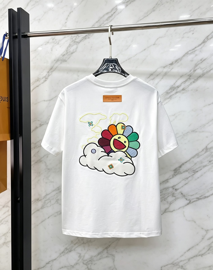 ルイ・ヴィトン × 村上隆 お花 コットン Tシャツ ホワイト FS258 - 画像 (3)