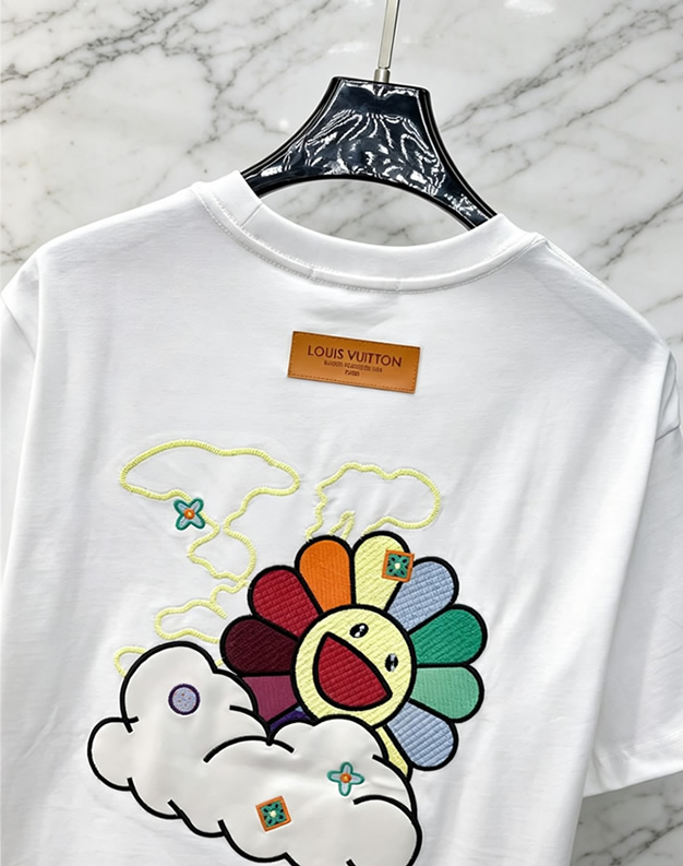 ルイ・ヴィトン × 村上隆 お花 コットン Tシャツ ホワイト FS258 - 画像 (4)