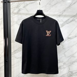 ルイ・ヴィトン 立体LVスタッズジャガード コットン Tシャツ ブラック FS259
