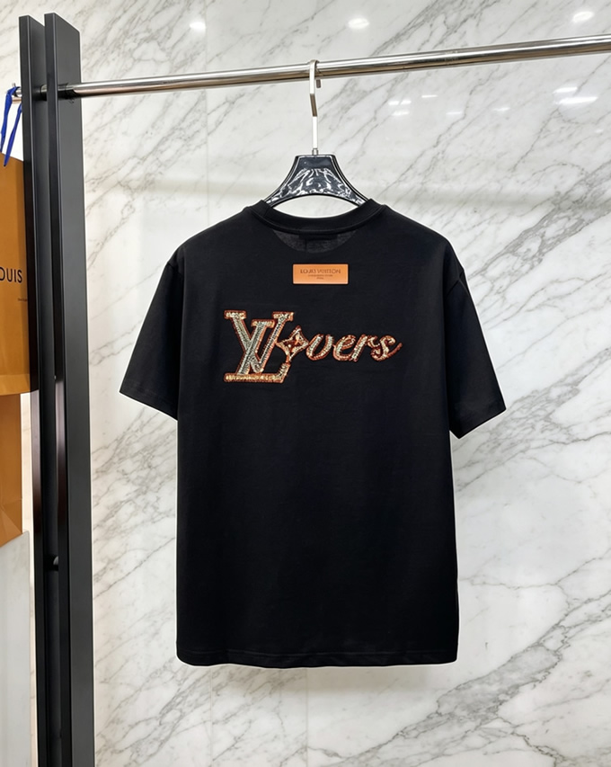 ルイ・ヴィトン 立体LVスタッズジャガード コットン Tシャツ ブラック FS259 - 画像 (2)