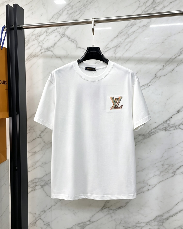 ルイ・ヴィトン 立体LVスタッズジャガード コットン Tシャツ ホワイト FS260