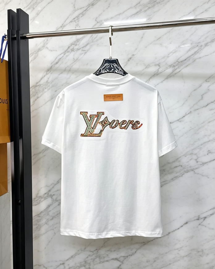 ルイ・ヴィトン 立体LVスタッズジャガード コットン Tシャツ ホワイト FS260 - 画像 (3)