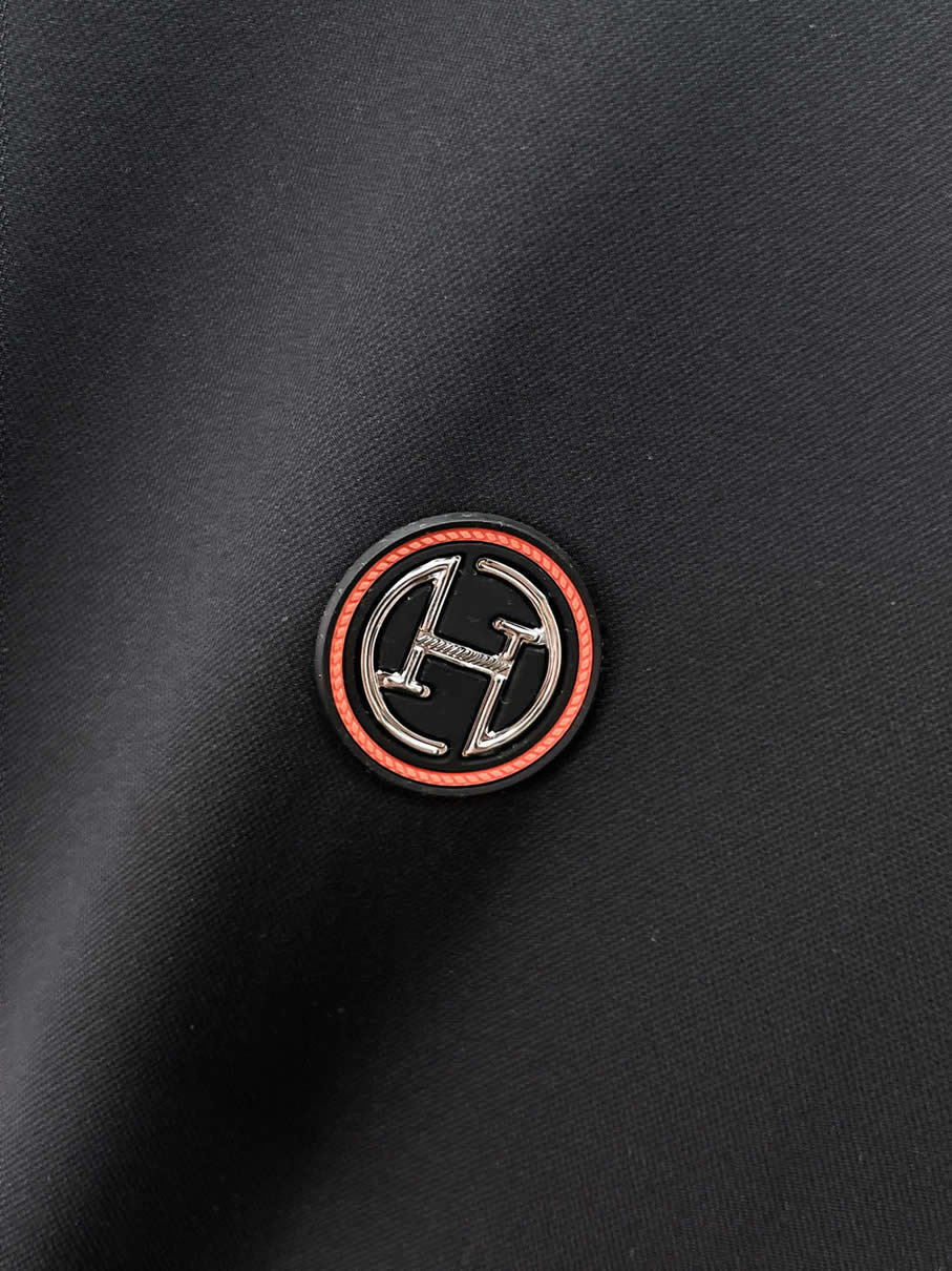 エルメス H刺繍リブ襟 コットン ポロシャツ ダークグレー FS261 - 画像 (6)