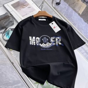 モンクレール パームツリー＆マウンテン ロゴ コットン Tシャツ ブラック FS271