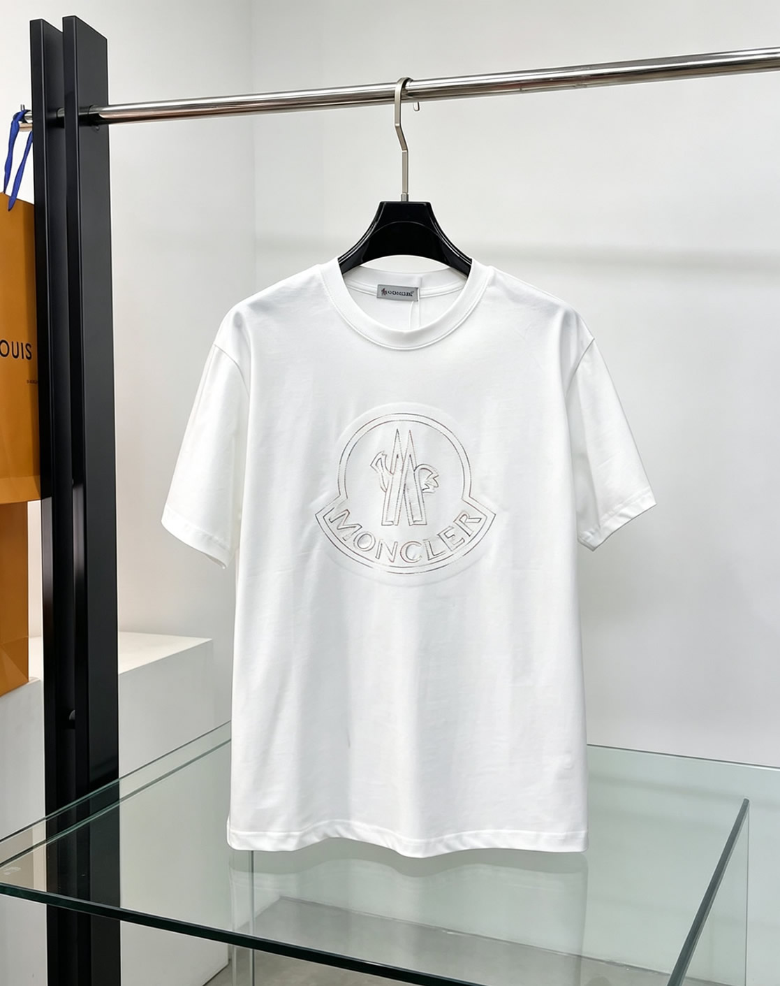 モンクレール パームツリー&マウンテン ロゴ コットン Tシャツ ホワイト FS275