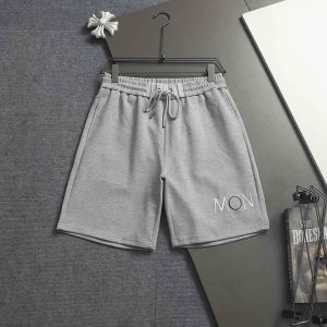 モンクレール 「MON」ロゴ刺繍 コットン ショートパンツ グレー FS277
