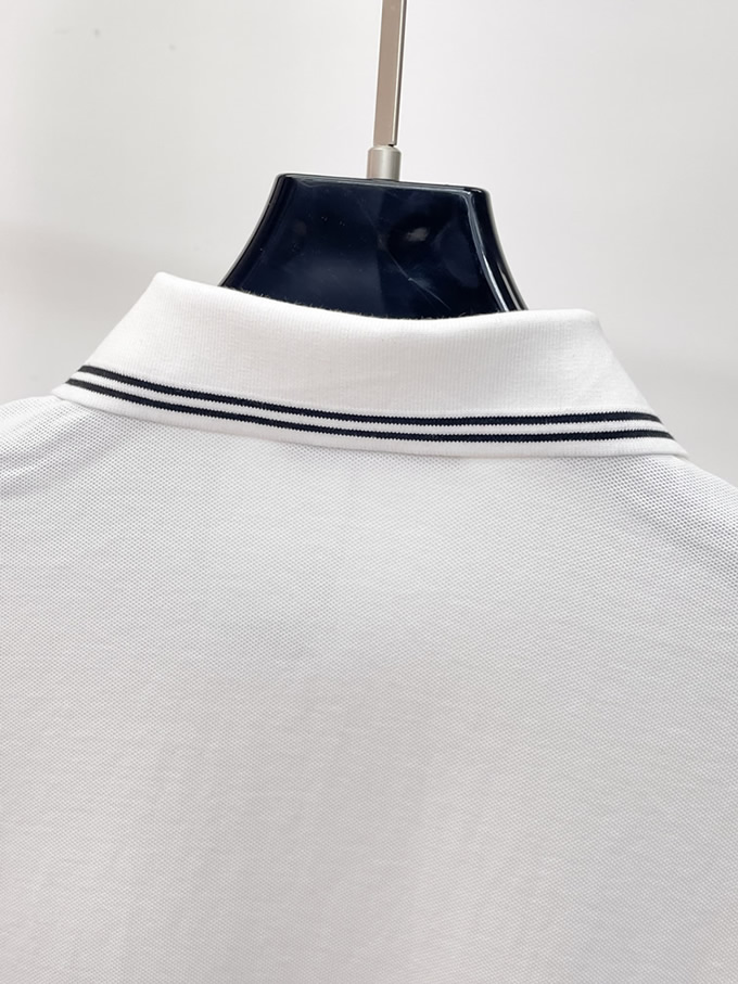 モンクレール スクリプト刺しゅう 襟ライン コットン ポロシャツ ホワイト FS285 - 画像 (9)