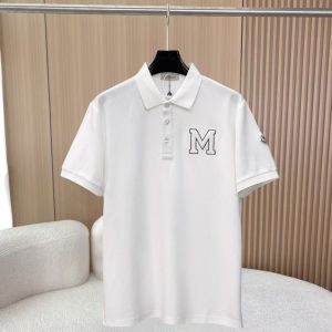 モンクレール カレッジ風「M」刺しゅう コットン ポロシャツ ホワイト FS288
