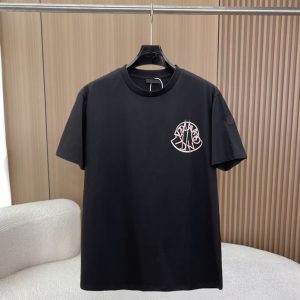 モンクレール ビッグロゴグラフィック 刺しゅう コットン Tシャツ ブラック FS291
