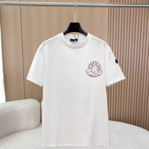 モンクレール ビッグロゴグラフィック 刺しゅう コットン Tシャツ ホワイト FS292