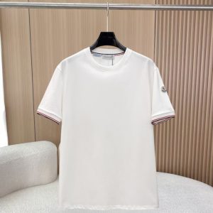 モンクレール トリコロールライン コットン Tシャツ ホワイト FS294