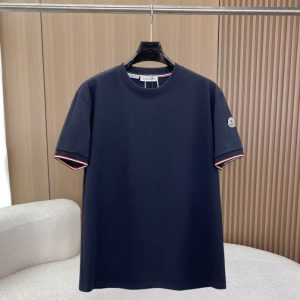 モンクレール トリコロールライン コットン Tシャツ ネイビー FS295
