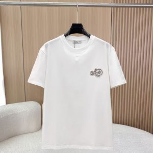 モンクレール ダブルロゴワッペン Vガゼット コットン Tシャツ ホワイト FS297