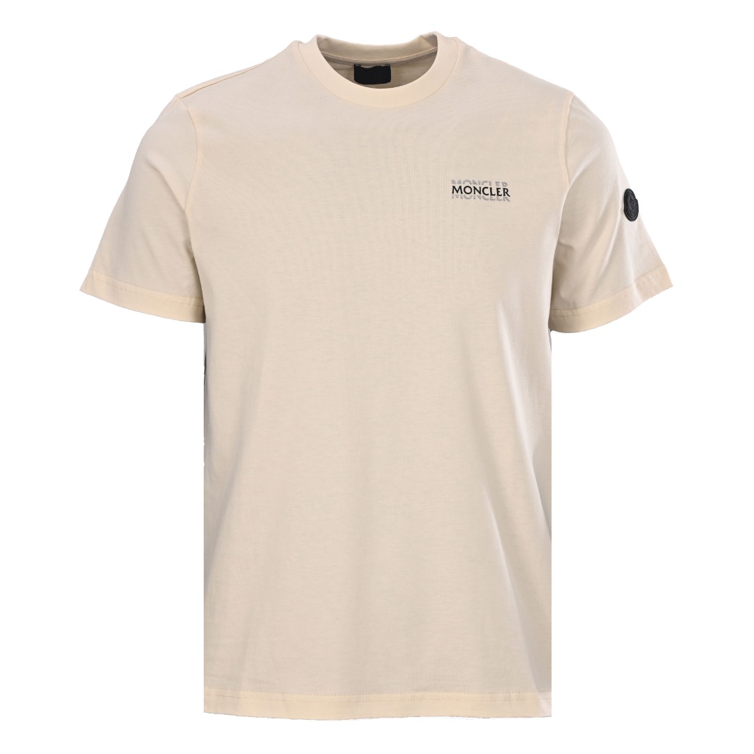 モンクレール ツインロゴプリント コットン Tシャツ ベージュ FS298