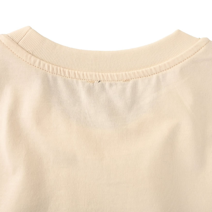 モンクレール ツインロゴプリント コットン Tシャツ ベージュ FS298 - 画像 (8)