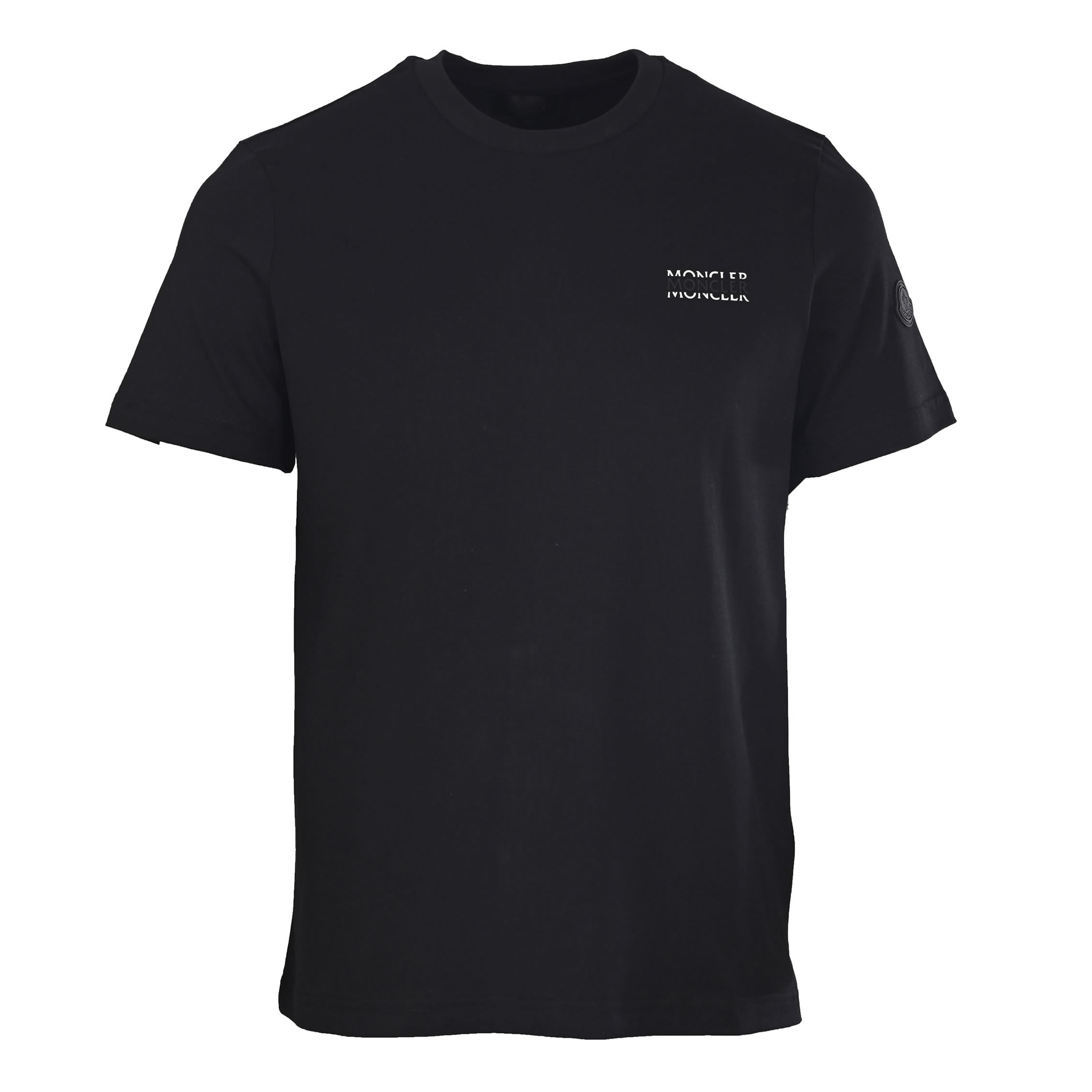 モンクレール ツインロゴプリント コットン Tシャツ ブラック FS299