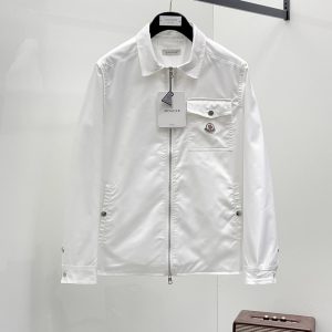 モンクレール 胸ポケット ロゴワッペン ナイロン シャツジャケット ホワイト FS307