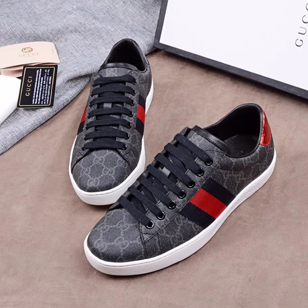 グッチ GGスプリーム ウェブストライプ スニーカー ブラック shoes305 - 画像 (2)