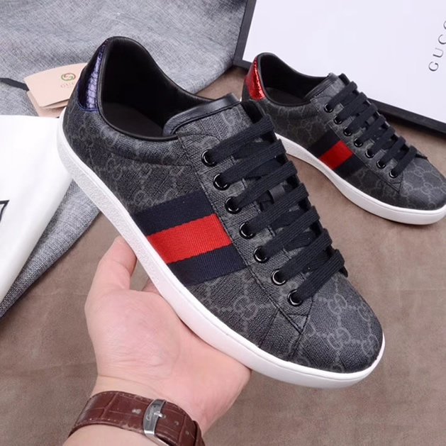 グッチ GGスプリーム ウェブストライプ スニーカー ブラック shoes305 - 画像 (3)