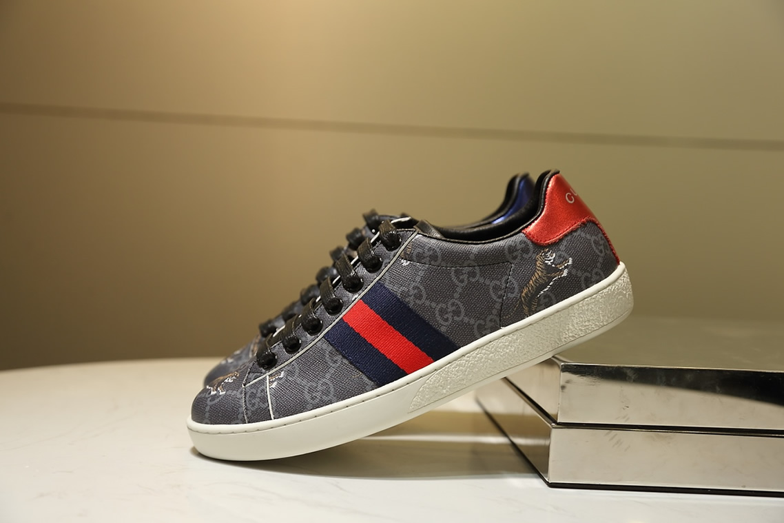 グッチ GGスプリーム ウェブストライプ タイガー スニーカー ブラック shoes306 - 画像 (5)