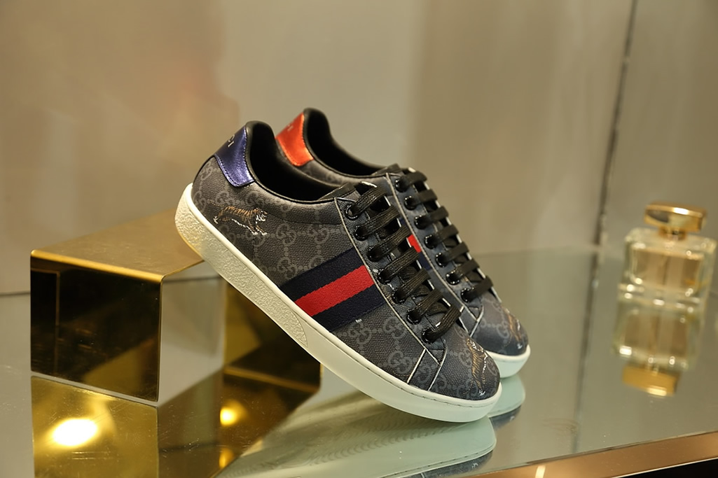 グッチ GGスプリーム ウェブストライプ タイガー スニーカー ブラック shoes306 - 画像 (7)