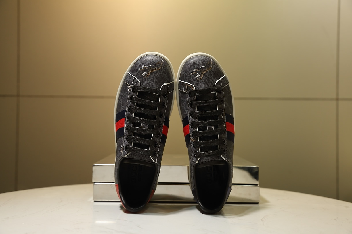 グッチ GGスプリーム ウェブストライプ タイガー スニーカー ブラック shoes306 - 画像 (9)