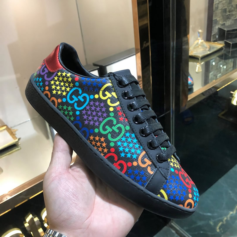 グッチ GGサイケデリック プリント キャンバス スニーカー マルチカラー shoes307