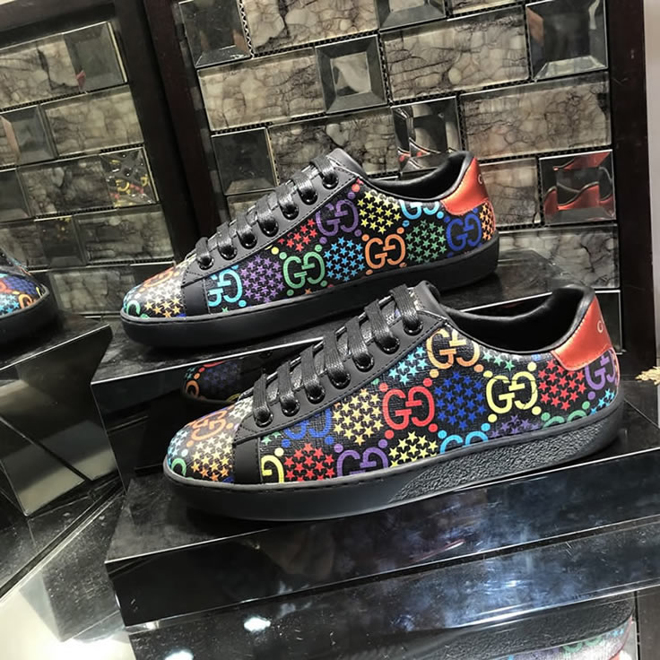 グッチ GGサイケデリック プリント キャンバス スニーカー マルチカラー shoes307 - 画像 (2)