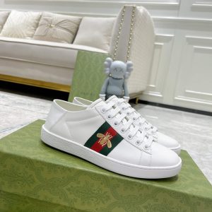 グッチ ゴールドビー ウェブストライプ レザー スニーカー ホワイト shoes310