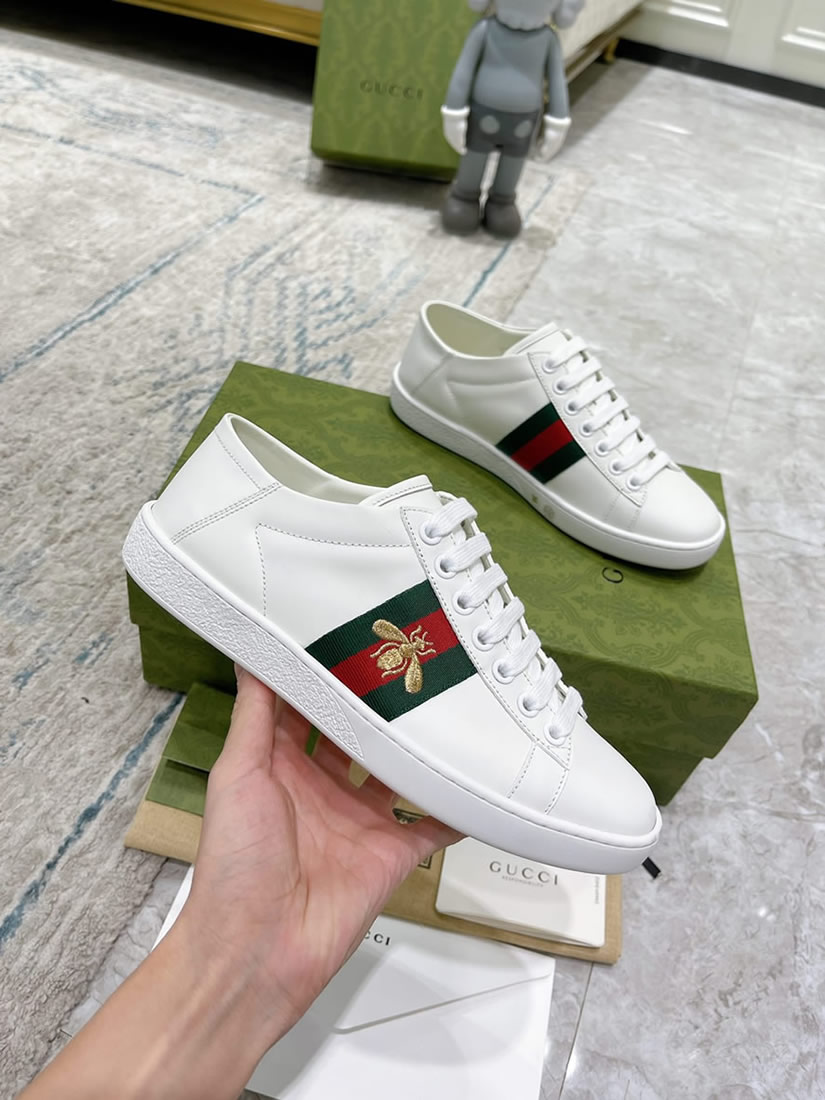 グッチ ゴールドビー ウェブストライプ レザー スニーカー ホワイト shoes310 - 画像 (5)