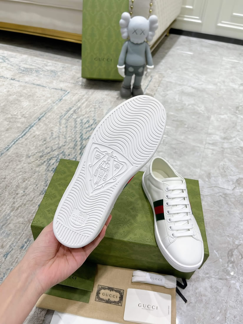 グッチ ゴールドビー ウェブストライプ レザー スニーカー ホワイト shoes310 - 画像 (9)